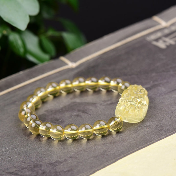 Buddha Stones FengShui Citrine PiXiu Wealth Bracelet