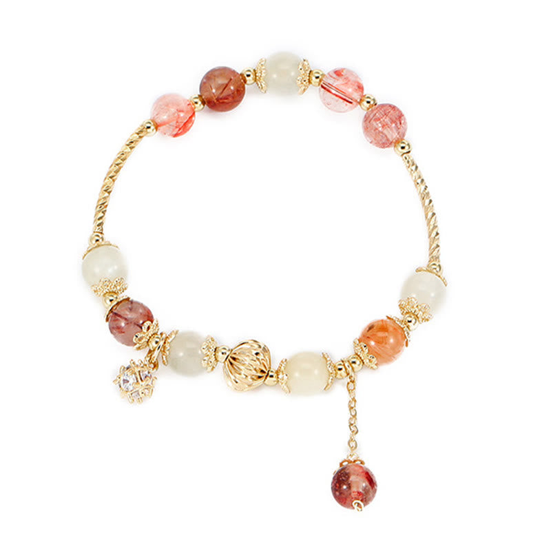 Colorful Rutilated Quartz Cat Eye Zircon Auspiciousness Bead Bracelet