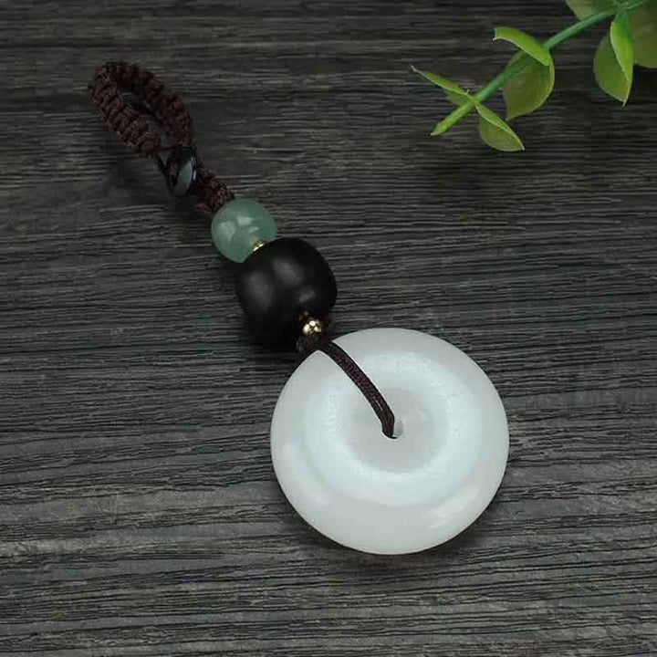 White Jade Peace Buckle Protection Blessing Key Chain