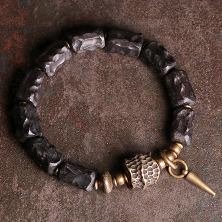 Buddha Stones Ebony Wood Copper Balance Protection Couple Bracelet