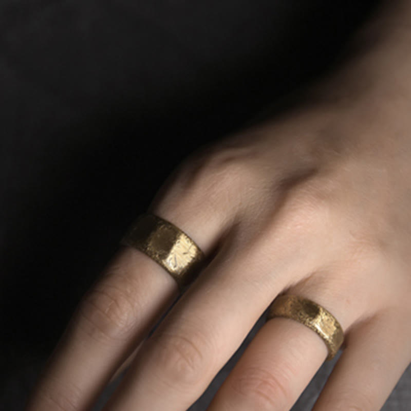 Tibetan Simple Design Copper Brass Frosted Wealth Ring