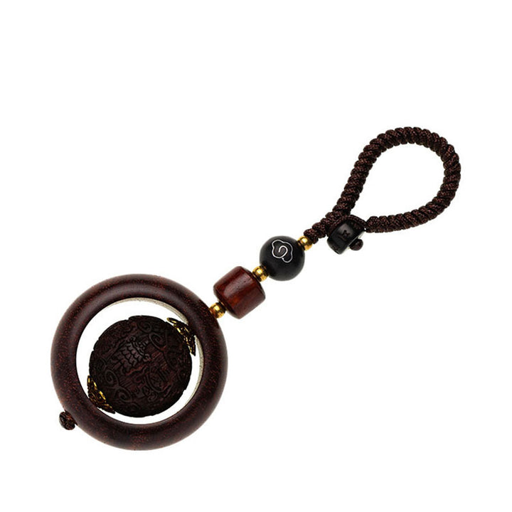 Buddha Stones Tibetan Small Leaf Red Sandalwood Ebony Luck Protection Rotation Decoration