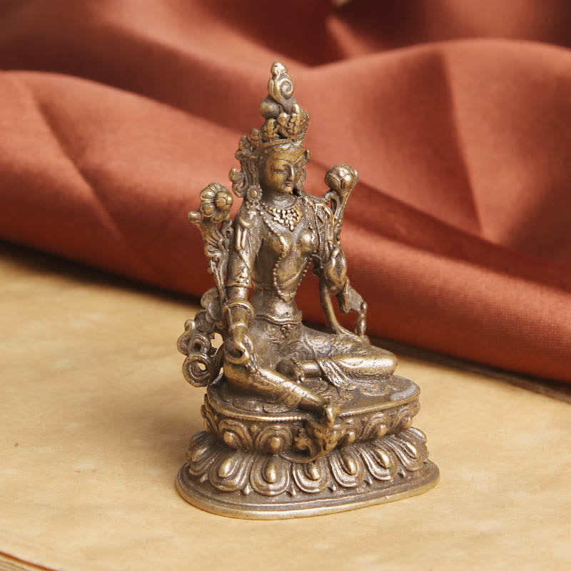 Bodhisattva Green Tara Calm Hope Copper Statue Decoration