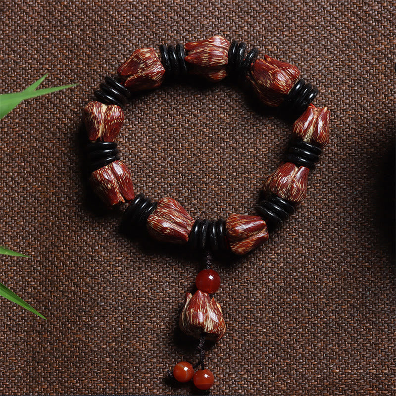 Buddha Stones Natural Bodhi Seed Lotus Pattern Wisdom Peace Wrist Mala Bracelet