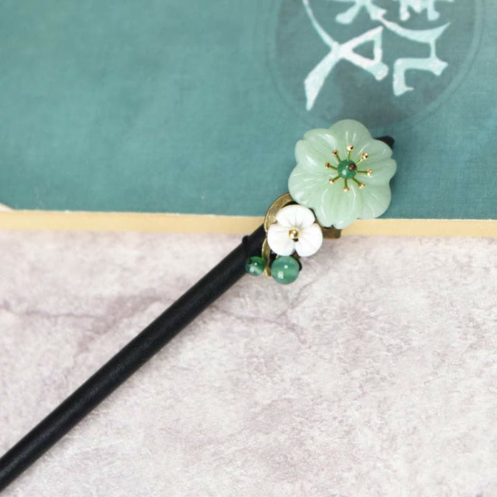 Buddha Stones Green Aventurine Flower Agate Positivity Hairpin Decoration