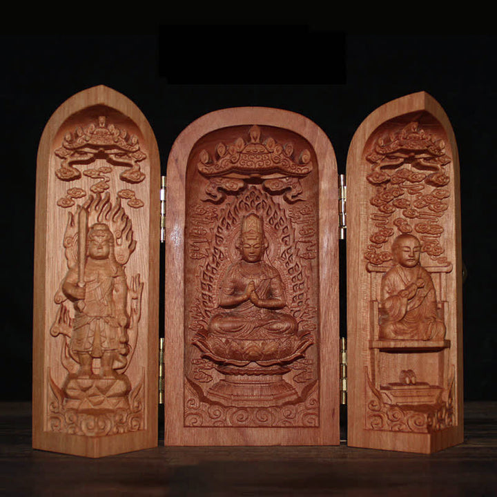 Avalokitesvara Kwan Yin Buddha Cherry Wood Compassion Home Decoration Altar