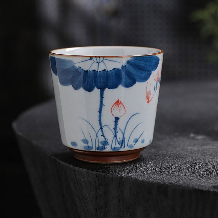 Buddha Stones Lotus Flower Leaf Bamboo Ceramic Teacup Kung Fu Tea Cups