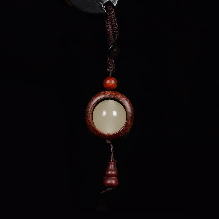 Buddha Stones Red Sandalwood Ebony Wood Green Sandalwood Luminous Lucky Bead Gourd Peace Key Chain