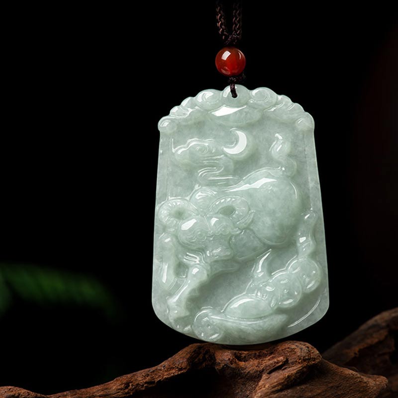 Natural Jade 12 Chinese Zodiac Abundance Amulet Pendant Necklace