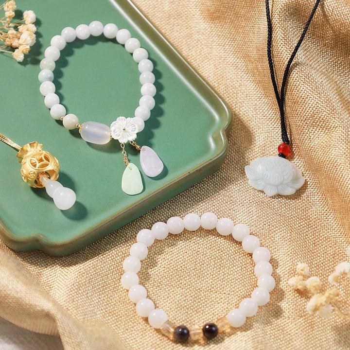 Buddha Stones Bring Positivity and Hope Luck White Jade Bundle