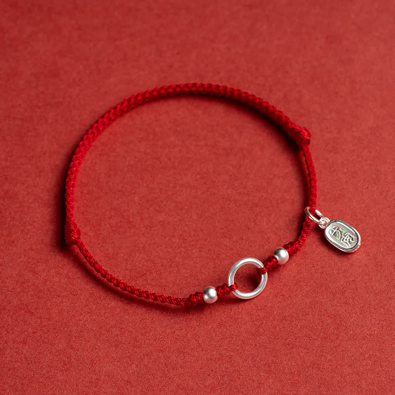 Buddha Stones 925 Sterling Silver Lucky Fortune Peace Joy Lotus Peace Buckle Red String Bracelet