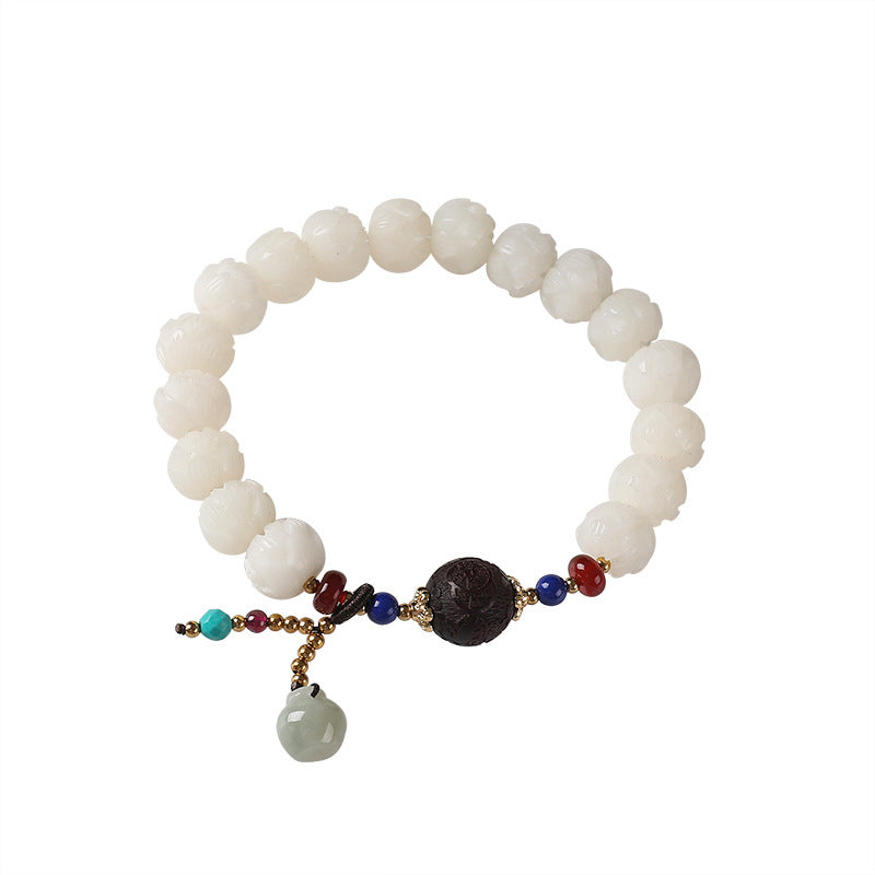 Bodhi Seed Jade Lotus Charm Peace Bracelet