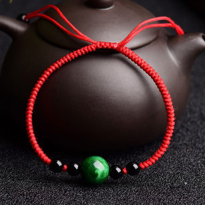 Buddha Stones Lucky and Success Jade Red String Bracelet