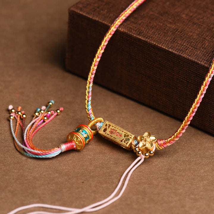 Buddha Stones Colorful String Copper Wealth Necklace Pendant