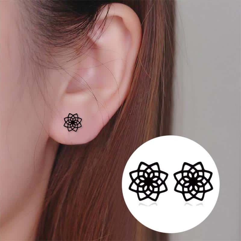 Tibetan Lotus Pattern New Beginning Stud Earrings