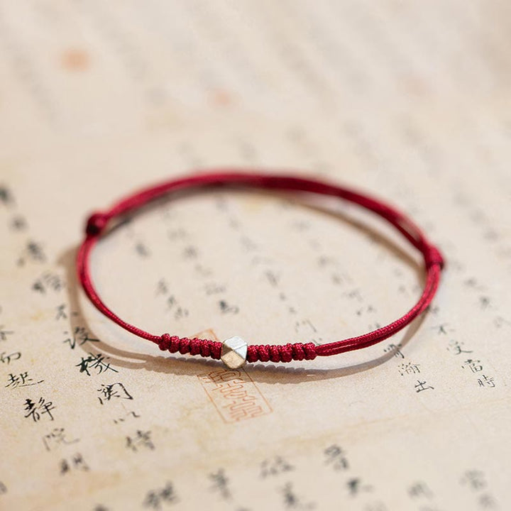 Buddha Stones 925 Sterling Silver Luck Bead Protection Red String Braided Bracelet