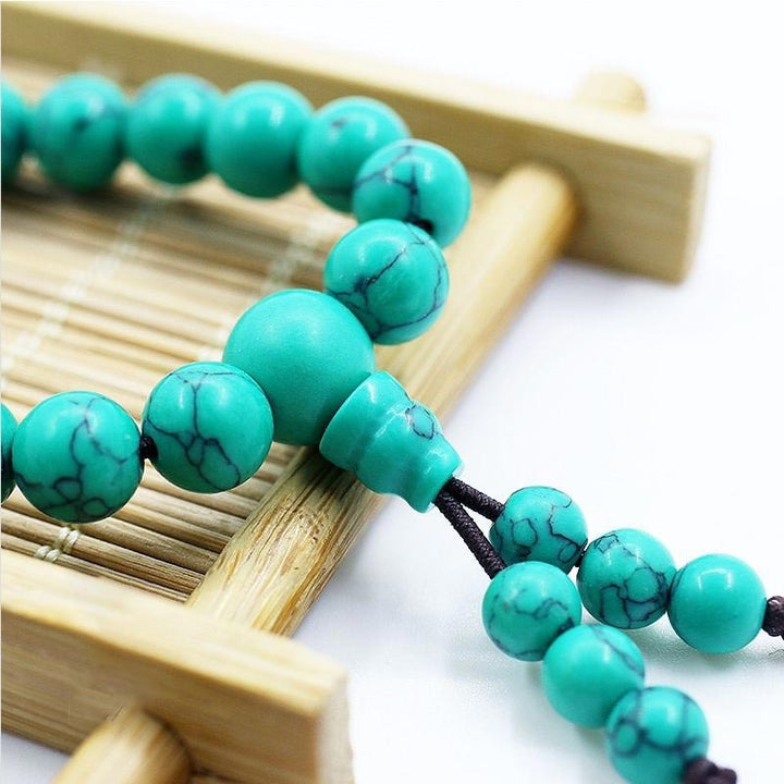 Buddha Stones Tibetan Turquoise Purification Necklace Mala