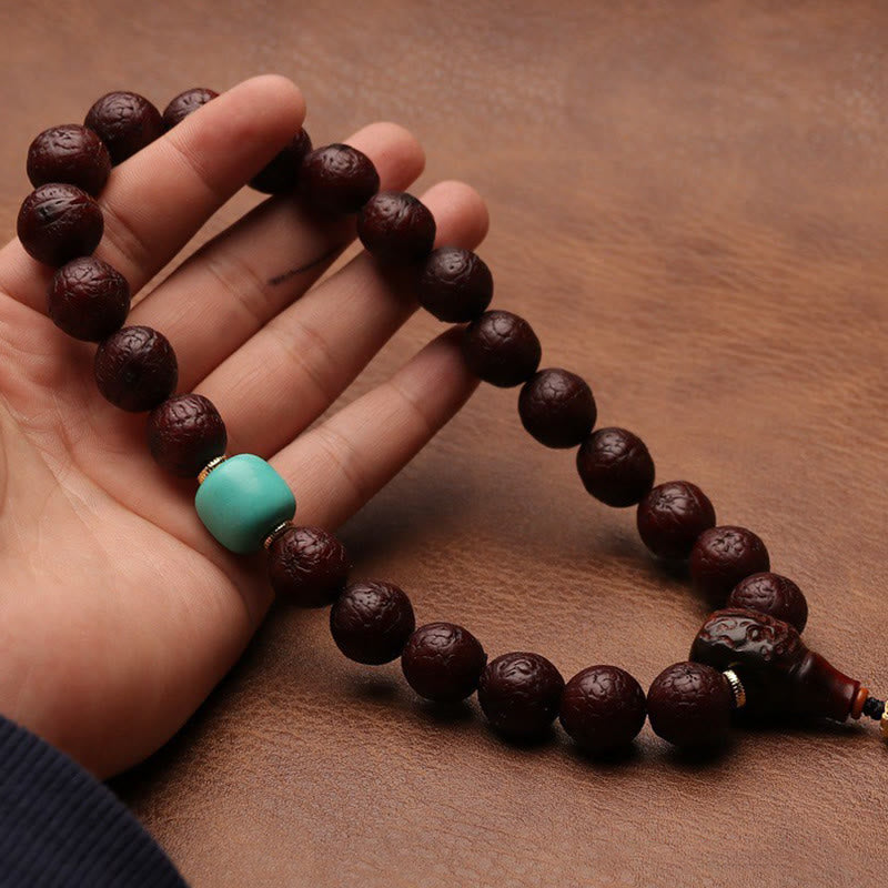 Tibetan Bodhi Seed Agate Bead Luck Wealth Tassel Charm Wrist Mala