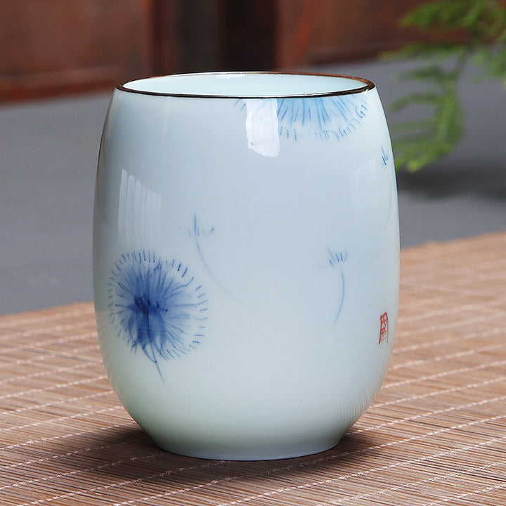 Buddha Stones Koi Fish Lotus Landscape Dandelion Peony Flower Ceramic Teacup Kung Fu Tea Cup