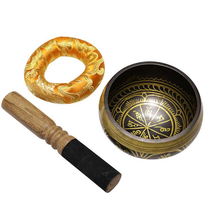 Tibetan Meditation Sound Bowl Handcrafted for Healing and Mindfulness Support Protection Singing Bowl Set