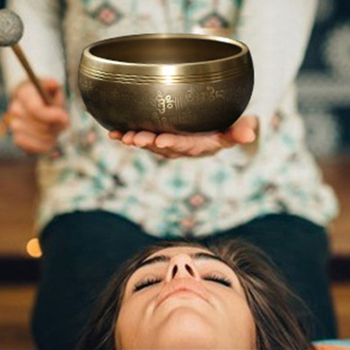 Buddha Stones Tibetan Meditation Sound Bowl Handcrafted for Healing and Mindfulness Singing Bowl Set