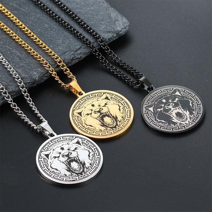 Buddha Stones Animal Titanium Steel Chain Necklace Protection Pendant