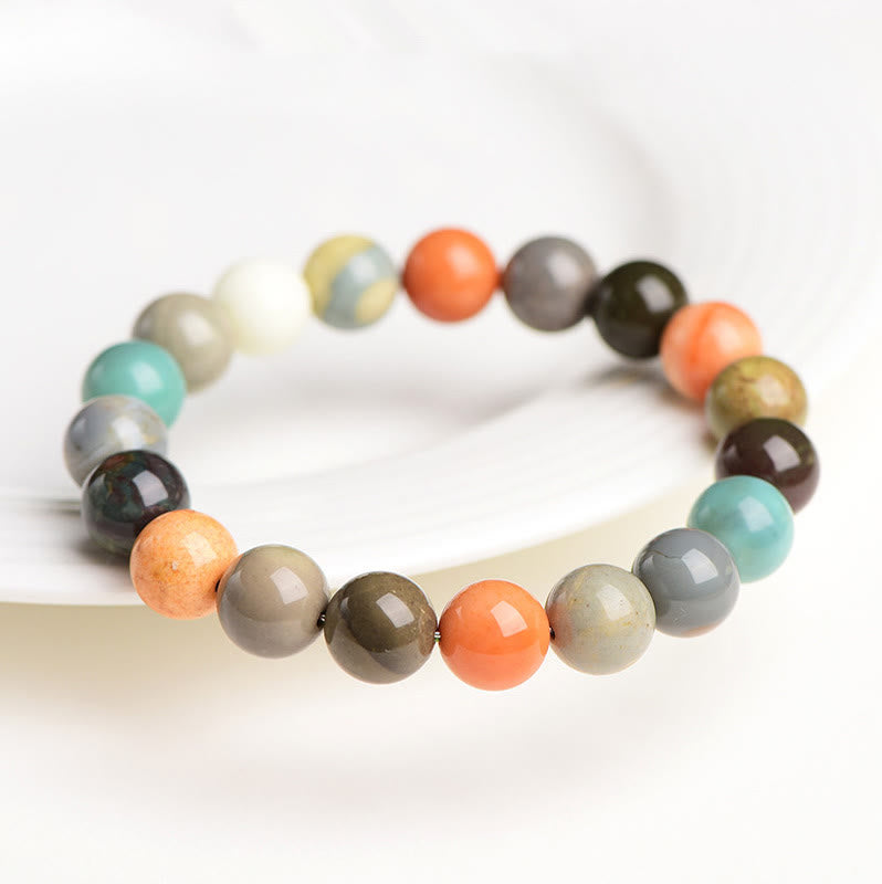 Buddha Stones Natural Colorful Alashan Agate Confidence Bracelet