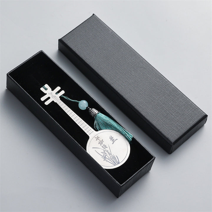 Buddha Stones Classical Musical Instruments Pipa Guzheng Guqin Ruan Metal Bookmarks Tassel With Gift Box