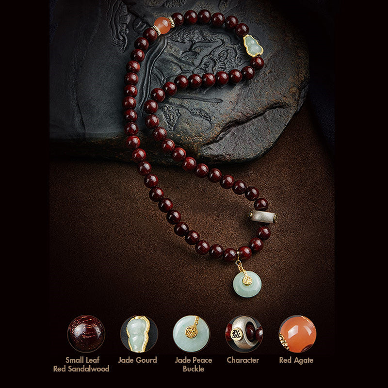 Buddha Stones Chinese Zodiac Natal Buddha Small Leaf Red Sandalwood Jade Red Agate PiXiu Sooth Bracelet