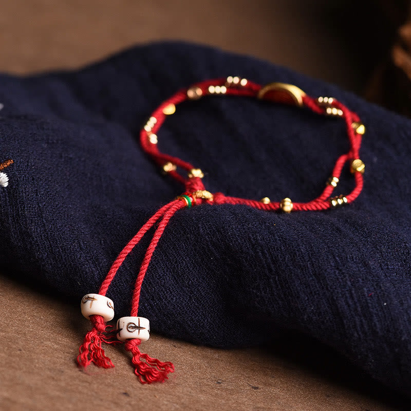 Buddha Stones Handmade Cinnabar Dumplings Design Luck Braided Red Rope Bracelet