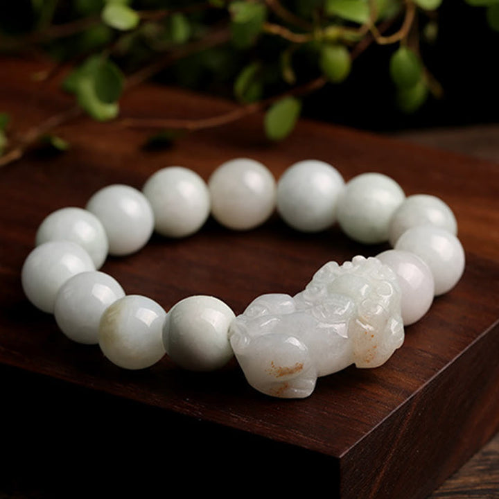 Buddha Stones Fengshui Wealth Prosperity Jade PiXiu Luck Bracelet