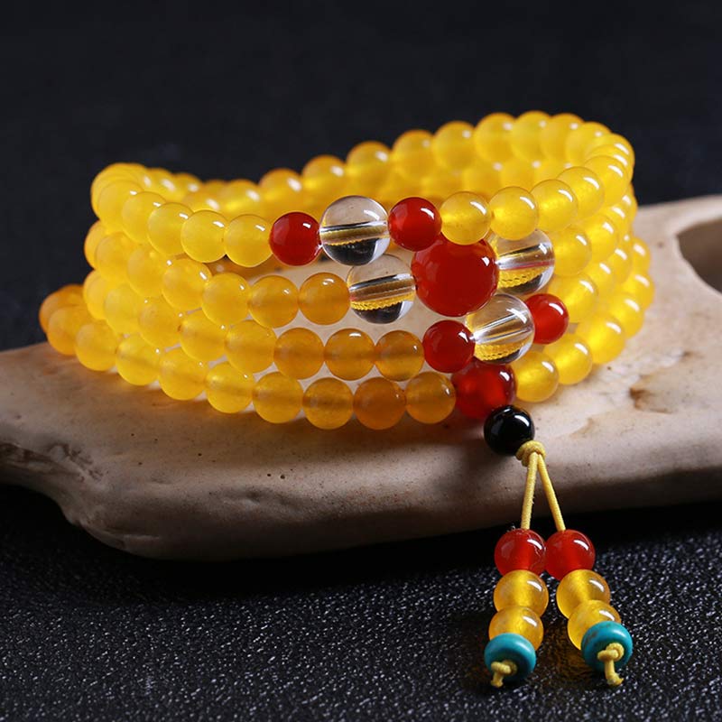 108 Mala Beads Yellow Chalcedony Harmony Bracelet