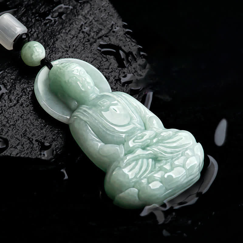 Buddha Stones Amitabha Buddha Jade Amulet Compassion String Necklace