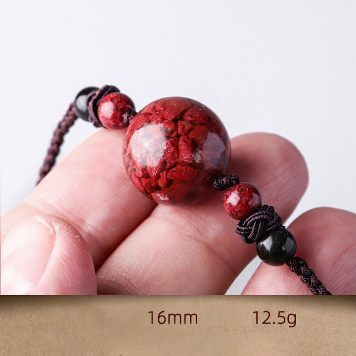 Buddha Stones Natural Cinnabar Stones Bead Blessing Necklace Pendant