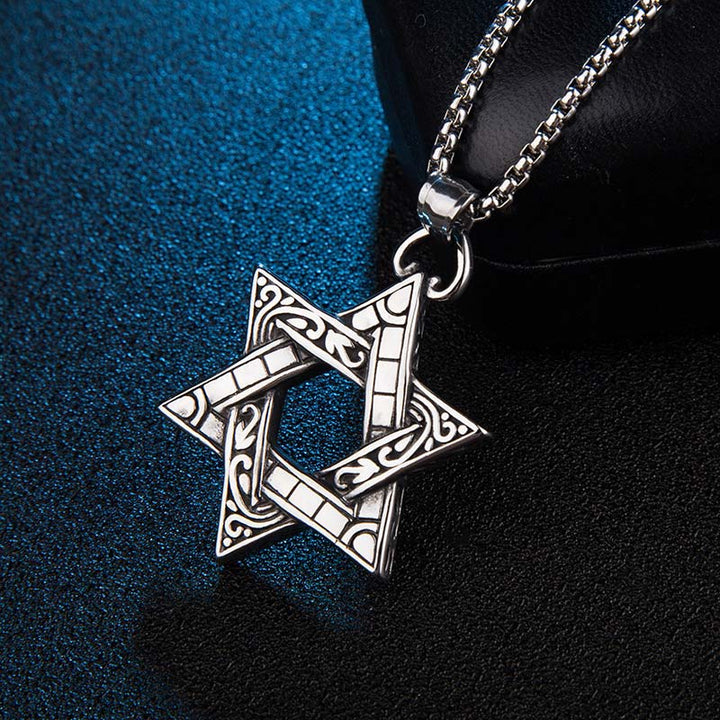 Buddha Stones Star of David Protection Necklace Pendant