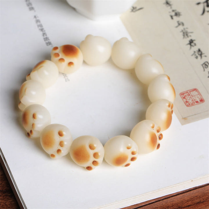 Buddha Stones Cute Cat Paw Claw Bodhi Seed Peace Bracelet