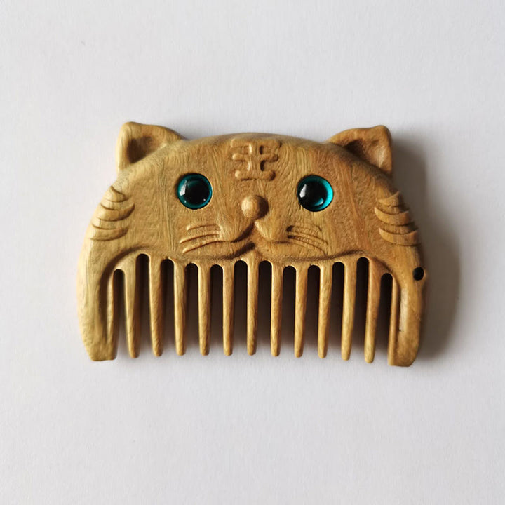 Chinese Zodiac Green Sandalwood Peace Mini Portable Comb