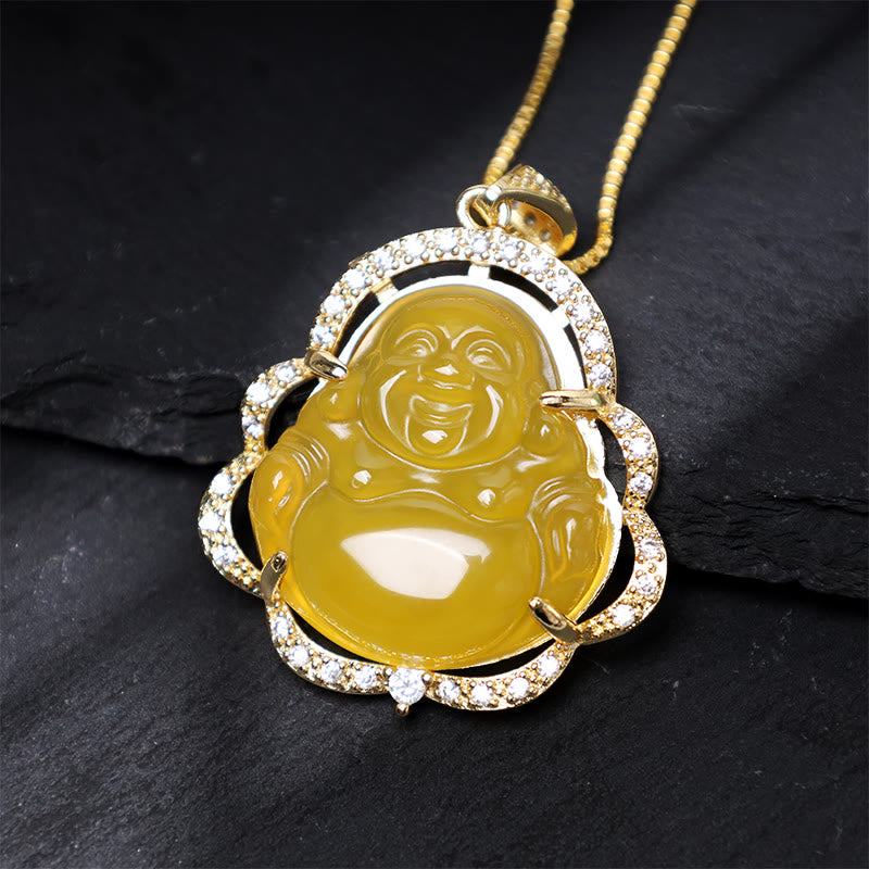 Buddha Stones Good Luck Laughing Buddha Necklace