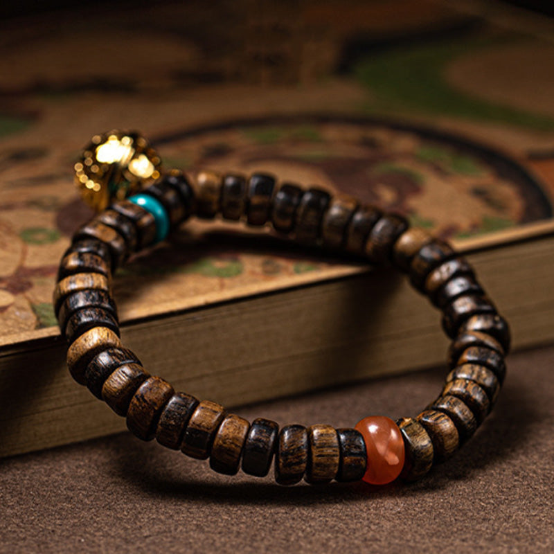 Agarwood Red Agate Turquoise Balance Strength Bracelet