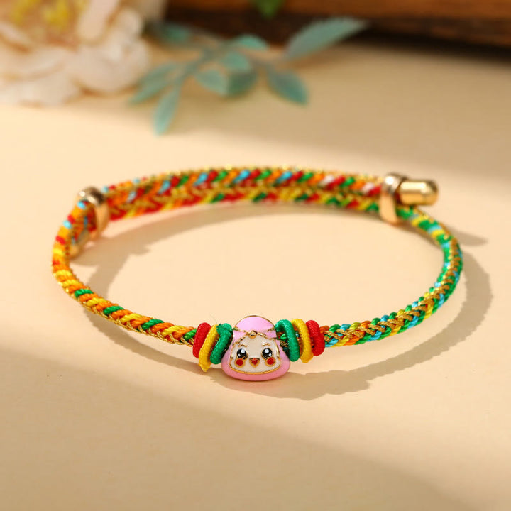 Buddha Stones Colorful Rope Zongzi Pattern Luck Handmade Child Adult Bracelet