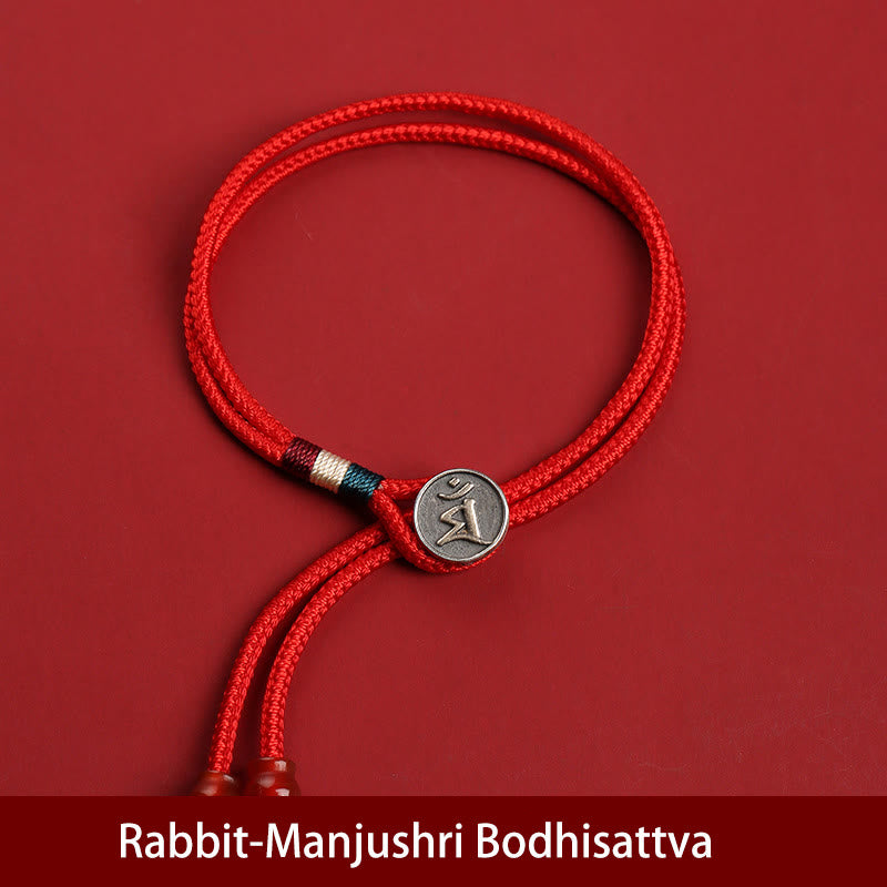 Buddha Stones 925 Sterling Silver Chinese Zodiac Luck Braided Red String Double Layer Bracelet