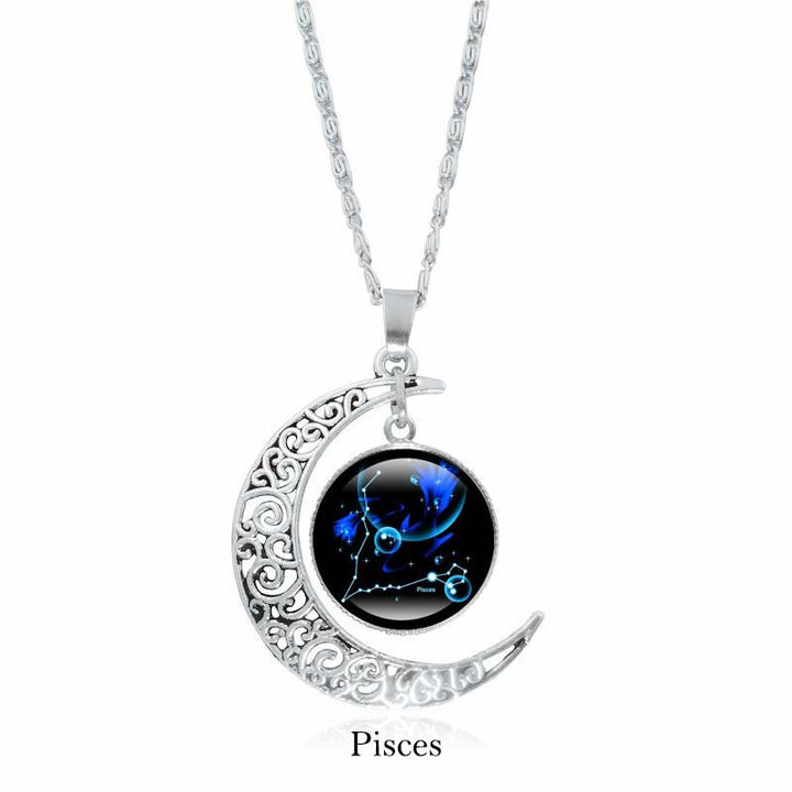 Buddha Stones 12 Constellations of the Zodiac Moon Protection Necklace Chain Pendant