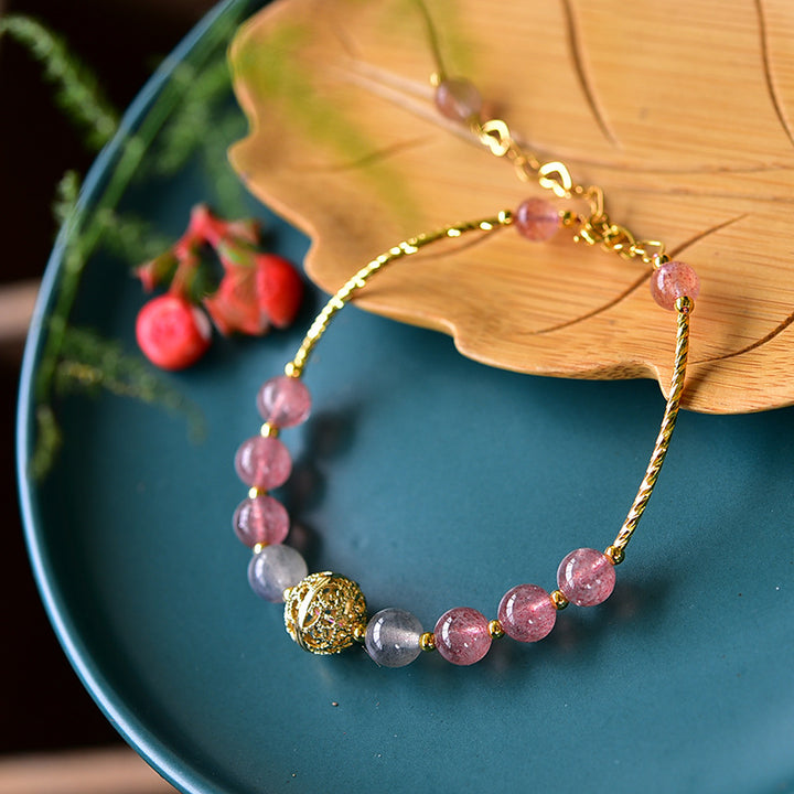 Natural Strawberry Quartz Moonstone Positive Bracelet