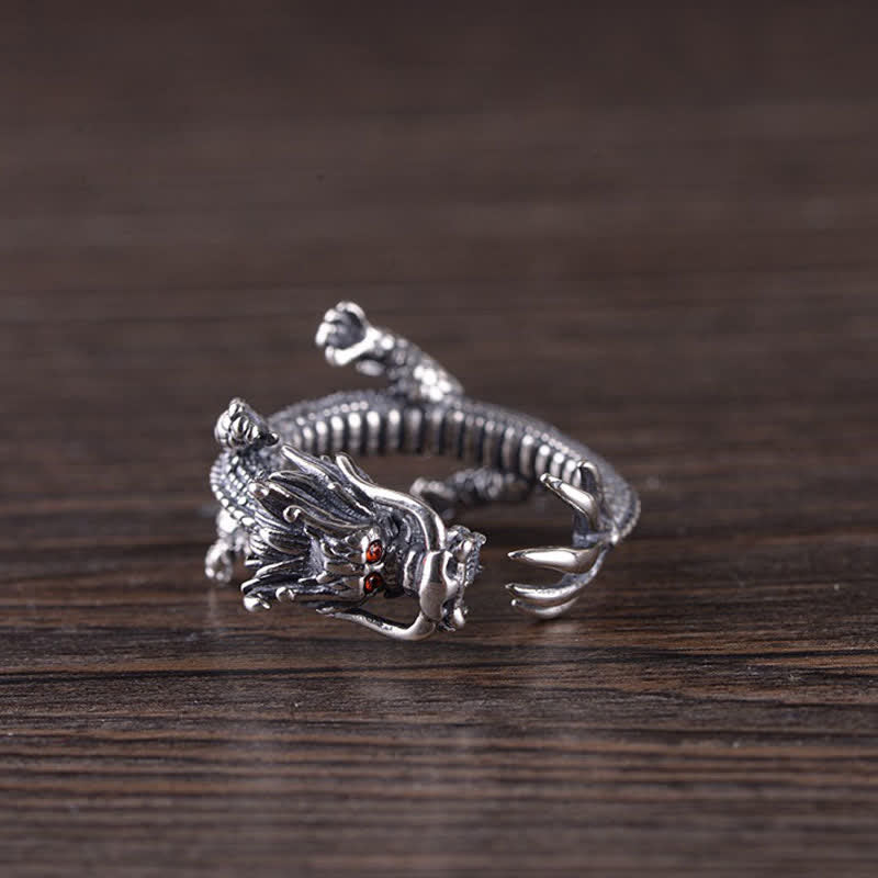 925 Sterling Silver Dragon Luck Protection Ring