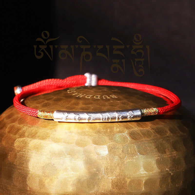 Buddha Stones Tibetan Buddhist Handmade Om Mani Padme Hum Lucky Red String Bracelet