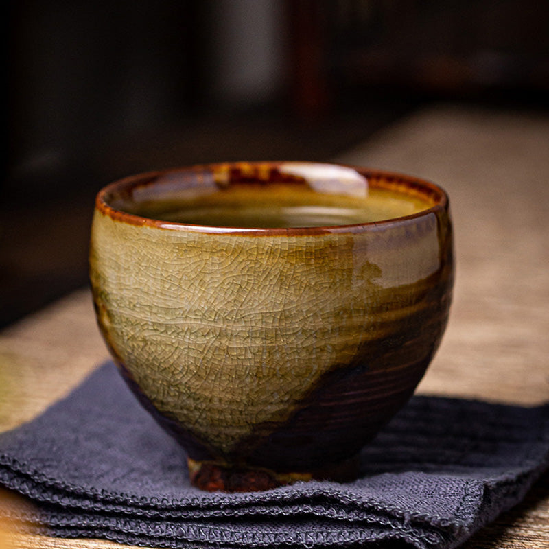 Buddha Stones Retro Brown Kiln Change Ceramic Teacup Kung Fu Tea Cup