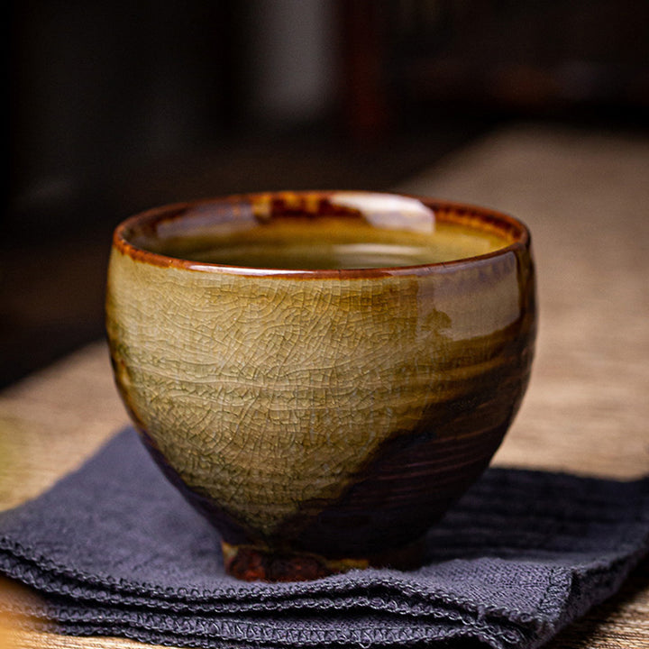 Buddha Stones Retro Brown Kiln Change Ceramic Teacup Kung Fu Tea Cup