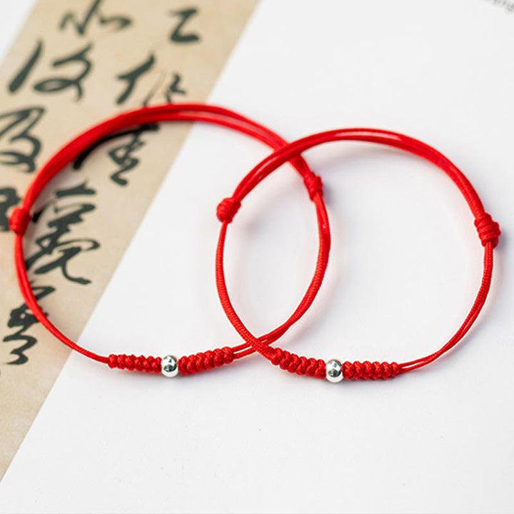 Buddha Stones 925 Sterling Silver Luck Bead Protection Red String Braided Bracelet