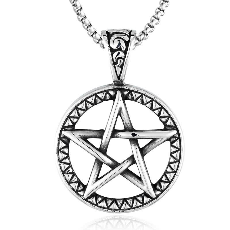 Pentagram Titanium Steel Balance Necklace Pendant