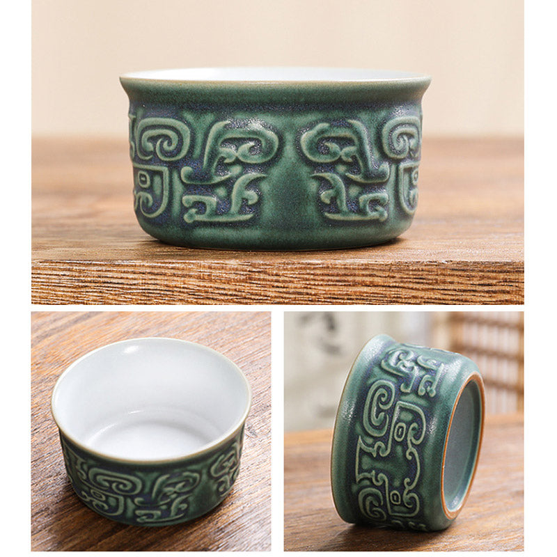 Buddha Stones Sanxingdui Ceramic Teacup Kung Fu Tea Cup With Bag